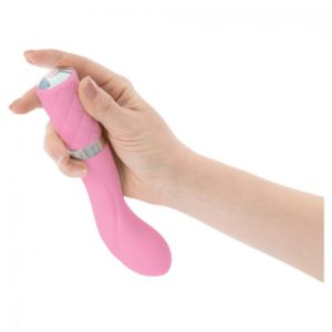Pillow Talk Sassy G Spot Vibrator Pastel Pink Upside Down in Hand