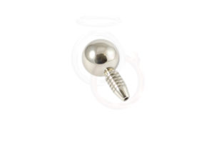 A shiny, metallic Cock Stopper Penis Plug with a conical, threaded end. The ball is highly reflective, showing a smooth surface and a mirror-like finish. The threaded end is designed to be screwed into a compatible fitting or device. The background is plain white.