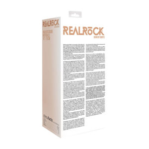 Real Rock Realistic Dildo With Balls 10 Inch Flesh Packaging Back