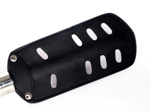 Leather Slotted Paddle with Stainless Steel Handle Paddle