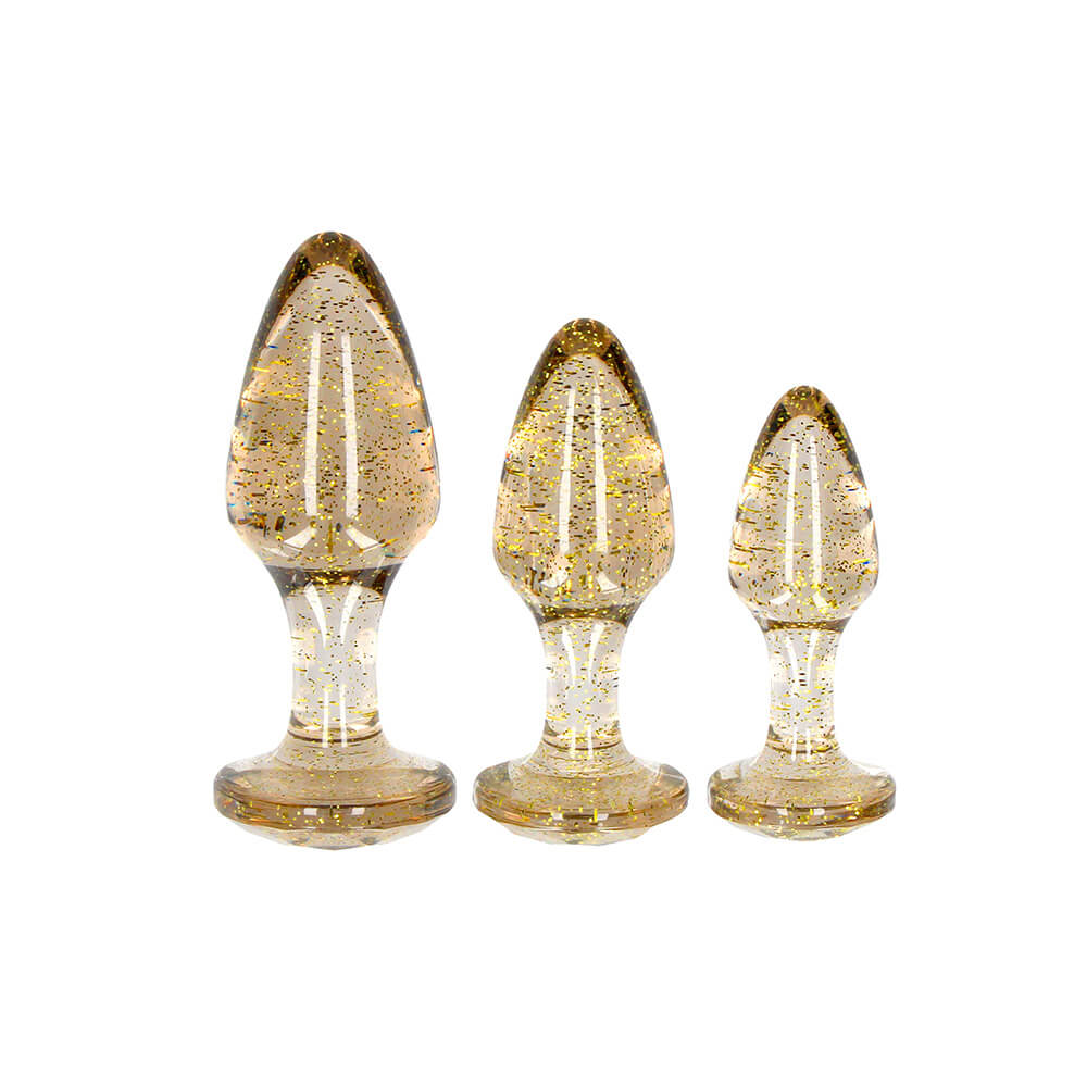 Golden Glitter Butt Plug Set