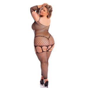Pink Lipstick Plus Size In My Head Bodystocking Black Back