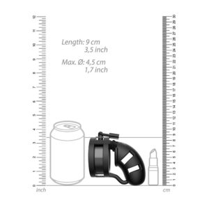 ManCage Model 18 3.5 Inch Chastity Device with Ball splitter Measurements