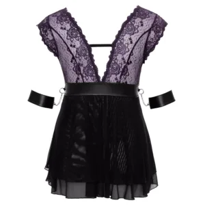 cottelli bondage plus size lilac and black babydoll set 2741490 hollow back