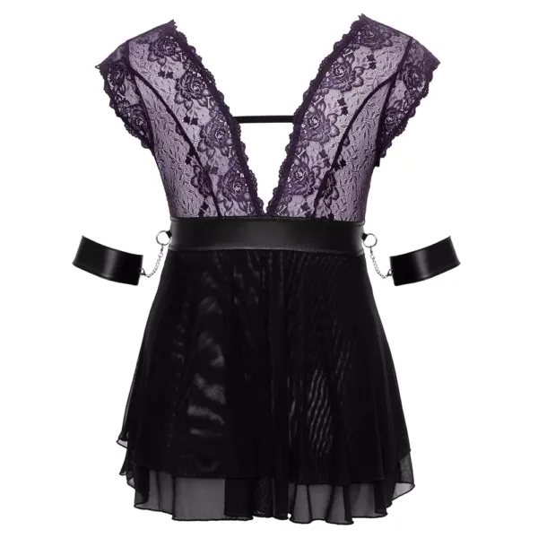 cottelli bondage plus size lilac and black babydoll set 2741490 hollow back