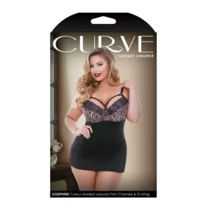 curve josephine cutout molded leopard print chemise with matching g-string fl-b-p222x packaging