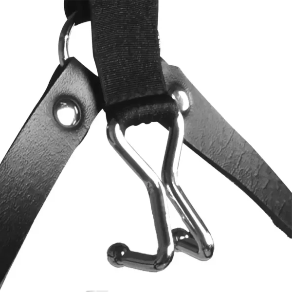 ouch xtreme head harness with spider gag and nose hooks close up of nose hooks