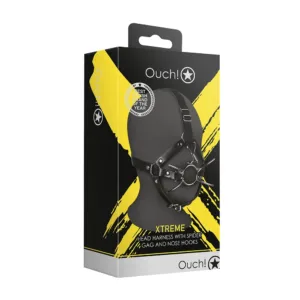 ouch xtreme head harness with spider gag and nose hooks packaging front