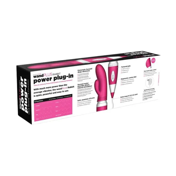 bodywand wand plus rabbit 8 power plugin-in vibrator packaging back