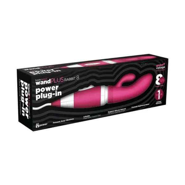 bodywand wand plus rabbit 8 power plugin-in vibrator packaging front