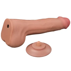 The Sliding Skin King Sized 11.5 inch Dual Layer Dildo, featuring a flesh-toned, realistic design with lifelike details and a screw-in base for suction cup attachment, is shown against a white background.