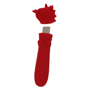 The Unihorn USB Blaze Diablo Unicorn Bullet Vibrator features a cute, devilish unicorn design with horn details on the cap, which is detached to reveal the USB charging port.