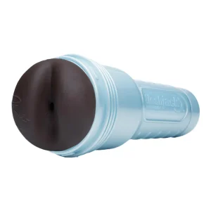 The Fleshjack Boys Deangelo Jackson 10/10 Signature Butt Masturbator is a light blue plastic, cylindrical case featuring a realistic dark skin tone orifice modeled after Deangelo Jackson’s anatomy.