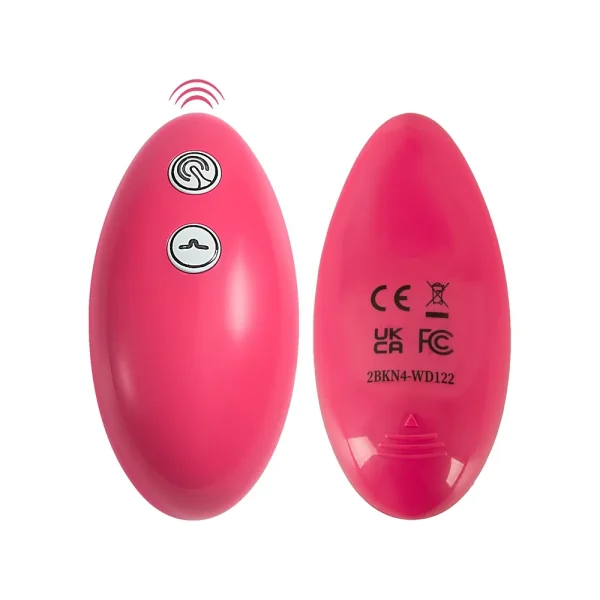 Two views of the VibePad Ride On Vibrating Remote Control Saddle Vibrator remote control.