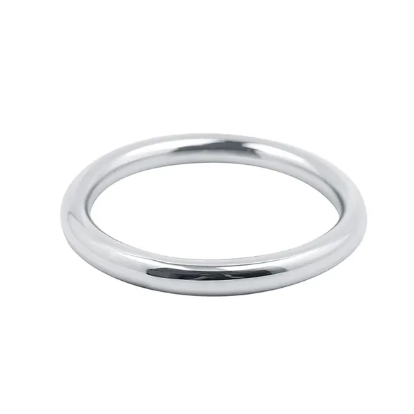 A simple, polished solid metal cock ring with a smooth, rounded surface, photographed on a plain white background.