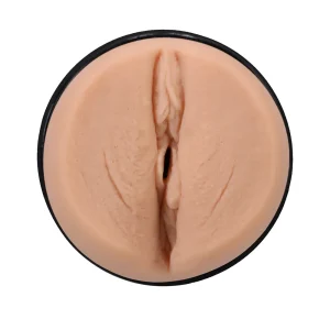 The Doc Johnson Main Squeeze Jewelz Blu UltraSkyn Stroker is a flesh-coloured male masturbator with realistic vulva detailing, shown from above against a white background.