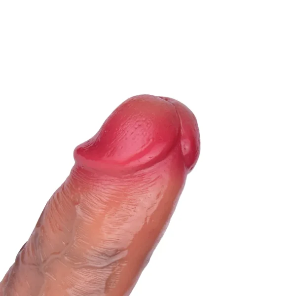 A close-up of the Waller 10 Inch Realistic Ejaculating Dildo tip.