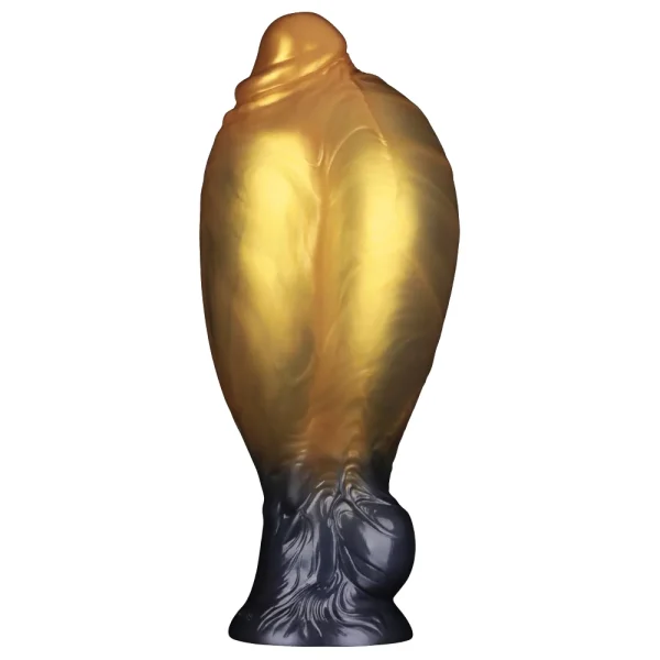 The Aerosx 8 Inch Silicone Inflatable Fantasy Dildo fully inflated showing the size increase when pumping.