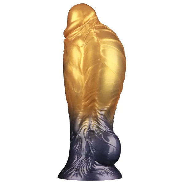 The Aerosx 8 Inch Silicone Inflatable Fantasy Dildo slightly inflated showing the size increase when pumping.