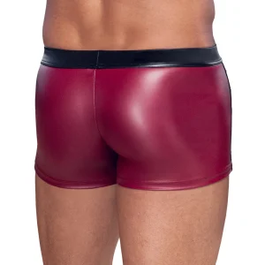 A person shown from the back wearing NEK Wet Look Stud Pant, wet look, tight-fitting red shorts with a black waistband.