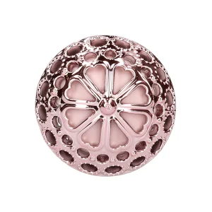 Base of the Loveline Paris Collection Belle Rabbit Vibe is round, with a floral lattice top and heart-shaped cutouts adorning its surface.