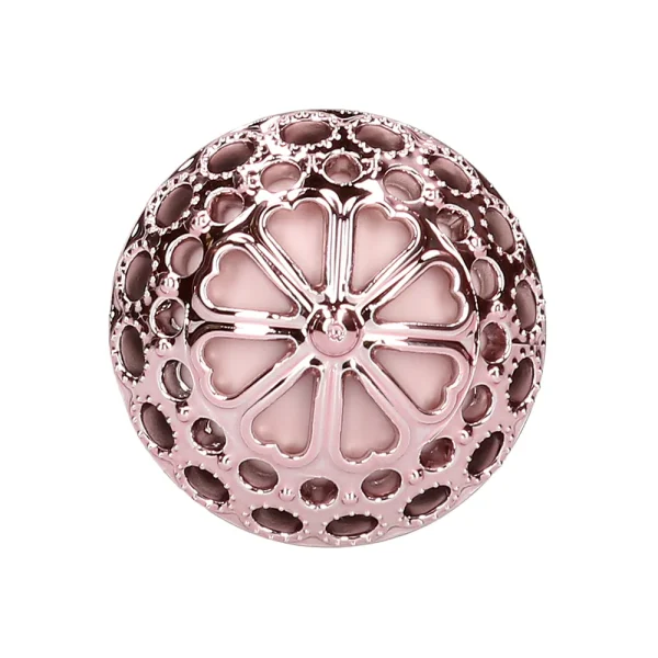 Base of the Loveline Paris Collection Belle Rabbit Vibe is round, with a floral lattice top and heart-shaped cutouts adorning its surface.