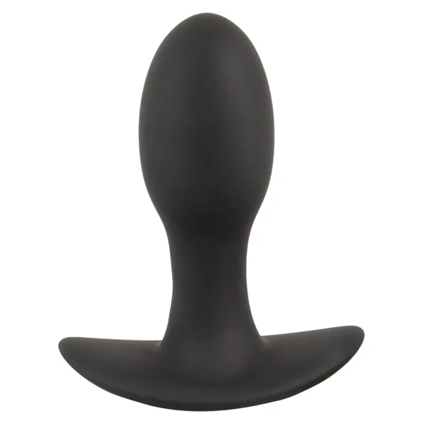 The Rebel 7-Piece Performance Sex Toy Set includes a black silicone butt plug with a tapered tip and wide, curved base for safe and comfortable insertion.