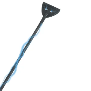 The Hidden Desire Extreme Electro Shock Riding Crop features a wide head and emits blue electric sparks along the handle to highlight its electro stim function.