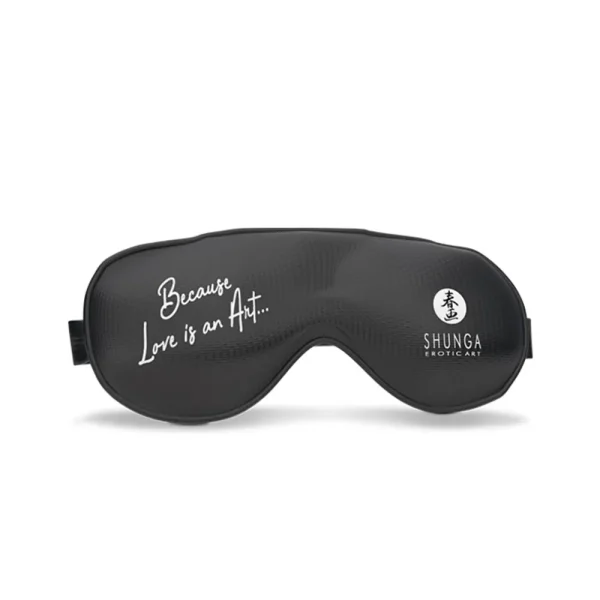 The Shunga Calendar of Desires includes a black blindfold featuring "Because Love is an Art..." and the Shunga Erotic Art logo, both printed in white on the front.
