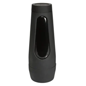 The Doc Johnson Main Squeeze Katrina Jade UltraSkyn Stroker features a black, cylindrical plastic case with pressure pad for custom masturbation.