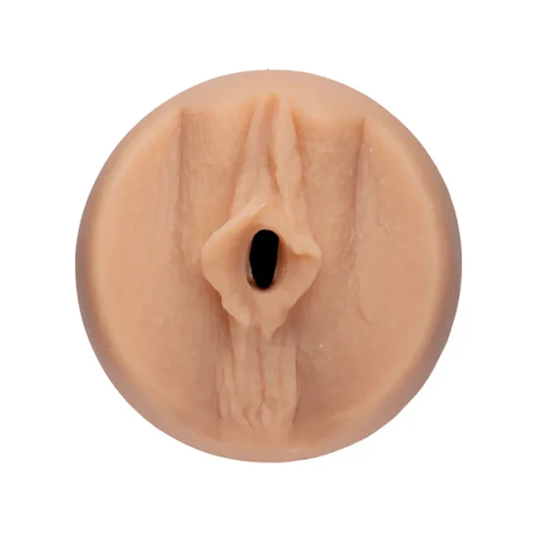 Close-up of the Doc Johnson Main Squeeze Katrina Jade UltraSkyn Stroker, featuring a realistic flesh-toned vaginal opening, shown against a white background.
