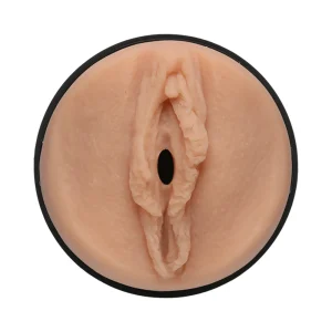 The Doc Johnson Main Squeeze @Layna.Me UltraSkyn Stroker is a circular, flesh-toned masturbator with a detailed, realistic design and a prominent central opening for lifelike sensation.