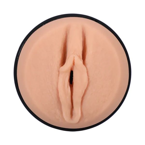 The Doc Johnson Main Squeeze Lily Larimar UltraSkyn Stroker is a realistic, flesh-toned silicone adult toy modelled after Lily Larimar's anatomy, shown from above on a white background.