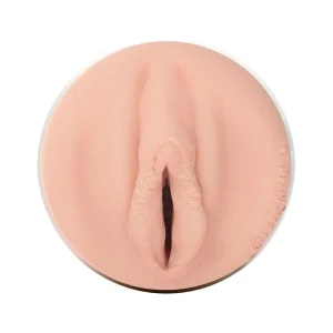 Close-up of the Fleshlight Girls Bonnie Blue 1K Texture Masturbator, featuring a realistic vulva-shaped opening in flesh tone, shown against a white background.
