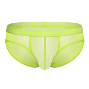 The Sukrew Acid Yellow Low-Rise Brief is a neon yellow men’s brief with a wide branded waistband, contrasting stitching, and a supportive front pouch.
