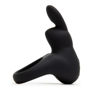 A black silicone ring with a small, upright, rabbit ear-shaped extension, photographed on a white background.