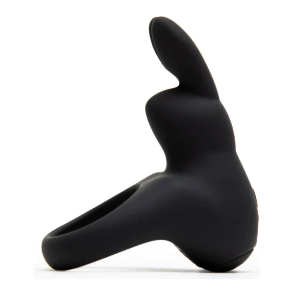 A black silicone ring with a small, upright, rabbit ear-shaped extension, photographed on a white background.