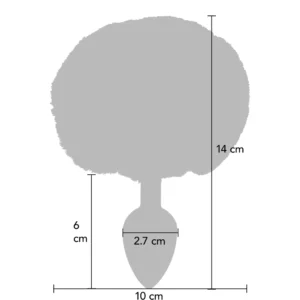 A grey silhouette of an object with a round top and narrow base, labelled with measurements: width 10 cm, height 14 cm, base height 6 cm, and base width 2.7 cm.