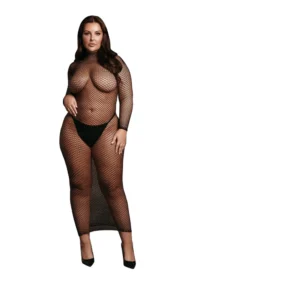 Le Desir Plus Size Long Dress Fishnet Structure and Turtle Neck - Image 5