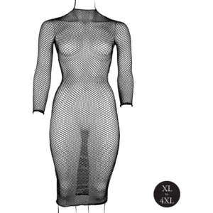 Le Desir Plus Size Long Dress Fishnet Structure and Turtle Neck - Image 9